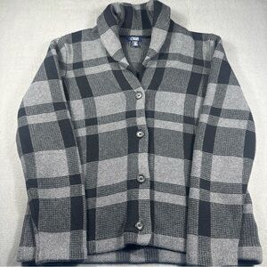 VTG Chaps Ralph Lauren Black and Gray Checkered Cardigan